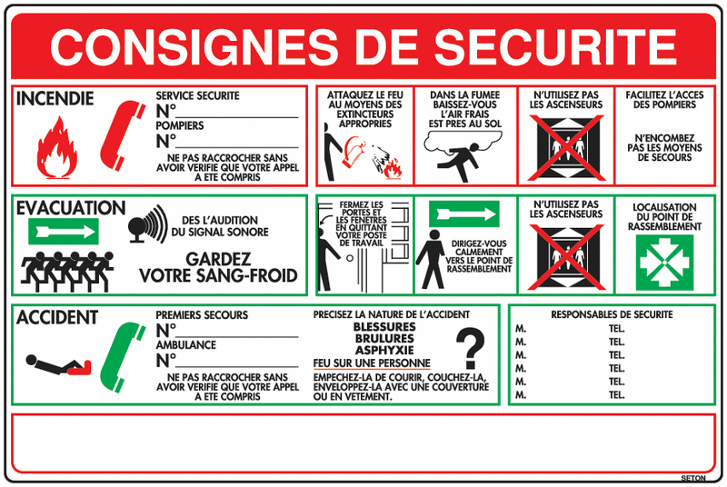 notice des consignes de sécurité incendie